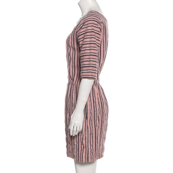 Ace & Jig 3/4 Sleeve Mini Dress XS Extra Small Pink Blue Stripe Pockets Cotton - Picture 4 of 6